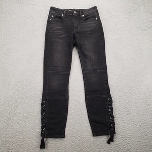 GAP Jeans Womens 24P Petite Black Curvy Trye Skinny Corset Ankle‎ Distressed